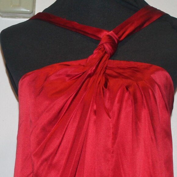 New $148 Banana Republic Cranberry Stretch Silk Grecian Goddess Dress 2 XS - Picture 2 of 8
